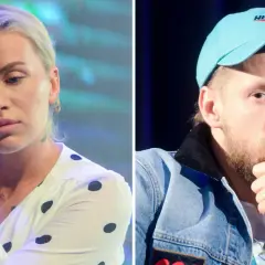 Maffashion i Fabijański na zdjęciu. Ona w białej bluzce w grochy, on w jeansowej kurtce i niebieskiej czapce.