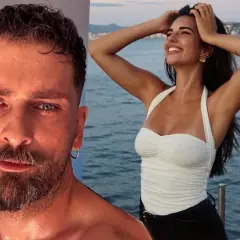 Onur Tuna z niebieskimi oczami i zarostem obok uśmiechniętej kobiety. Czy Onur Tuna ma żonę?