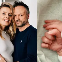 Halina Mlynkova ile ma dzieci? Na zdjęciu para z noworodkiem, symbolizującym powiększenie rodziny.