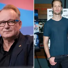 Stellan Skarsgård i jego syn Alexander na premierze filmu.
