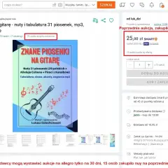 Okładka książki "Znane piosenki na gitarę" z ilustracją gitary i nutami.