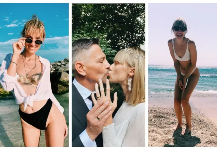 Krzysztof Ibisz żona na ślubnym kobiercu i na plaży. Uśmiechnięta, w bikini i z mężem.
