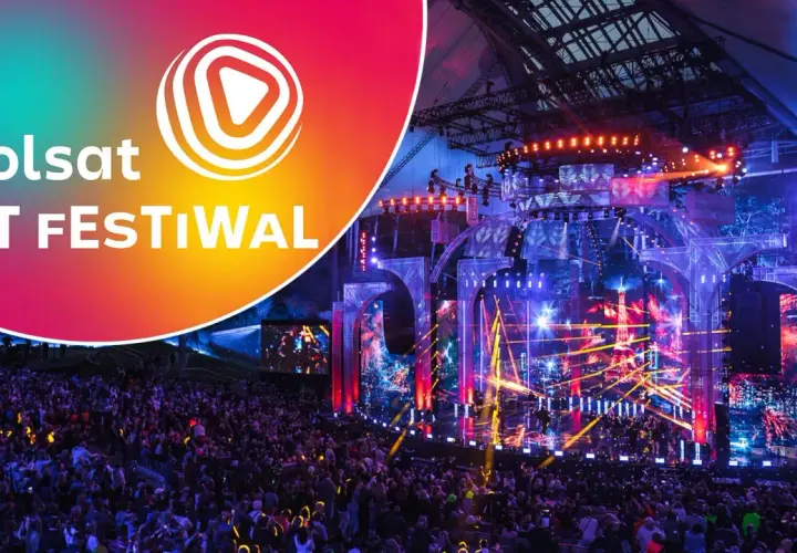 Koncertowa noc na Polsat Hit Festiwal. Tłumy bawią się pod sceną oświetloną feerią barw.