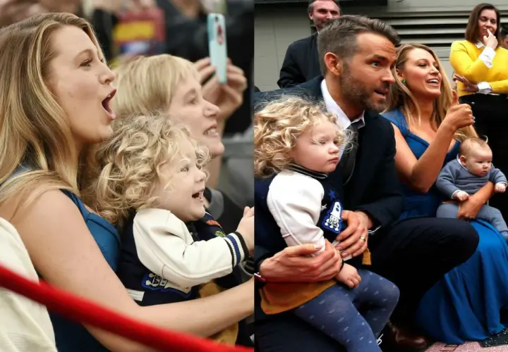 Blake Lively i Ryan Reynolds z dziećmi, córką James i synem Inez, na ceremonii gwiazdy na Hollywood Walk of Fame.