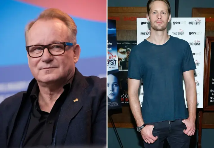 Stellan Skarsgård i jego syn Alexander na premierze filmu.