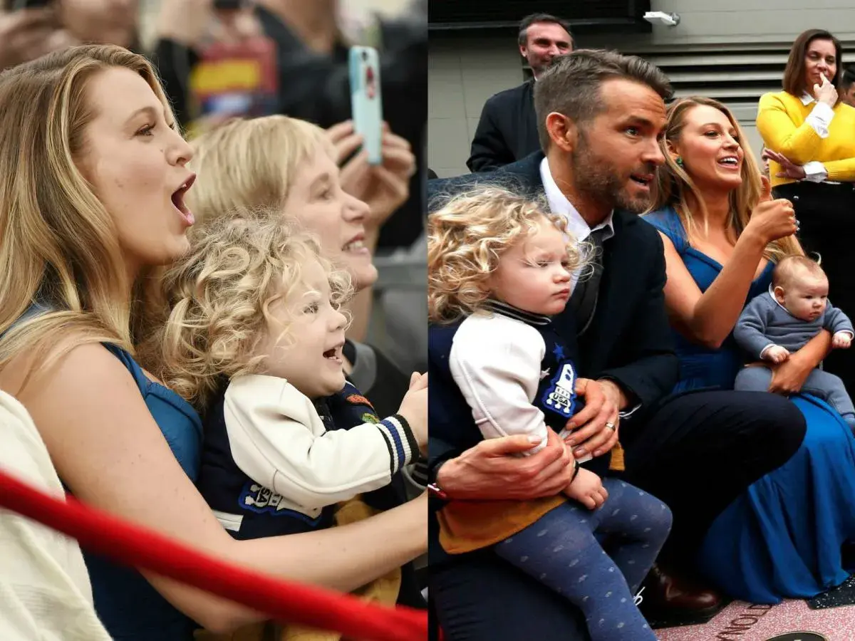 Blake Lively i Ryan Reynolds z dziećmi, córką James i synem Inez, na ceremonii gwiazdy na Hollywood Walk of Fame.