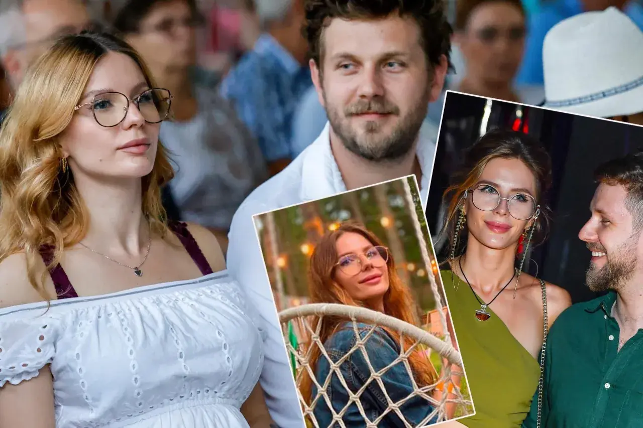 Królikowski z nową partnerką, uśmiechnięci i w okularach. W tle widać fragmenty innych zdjęć.