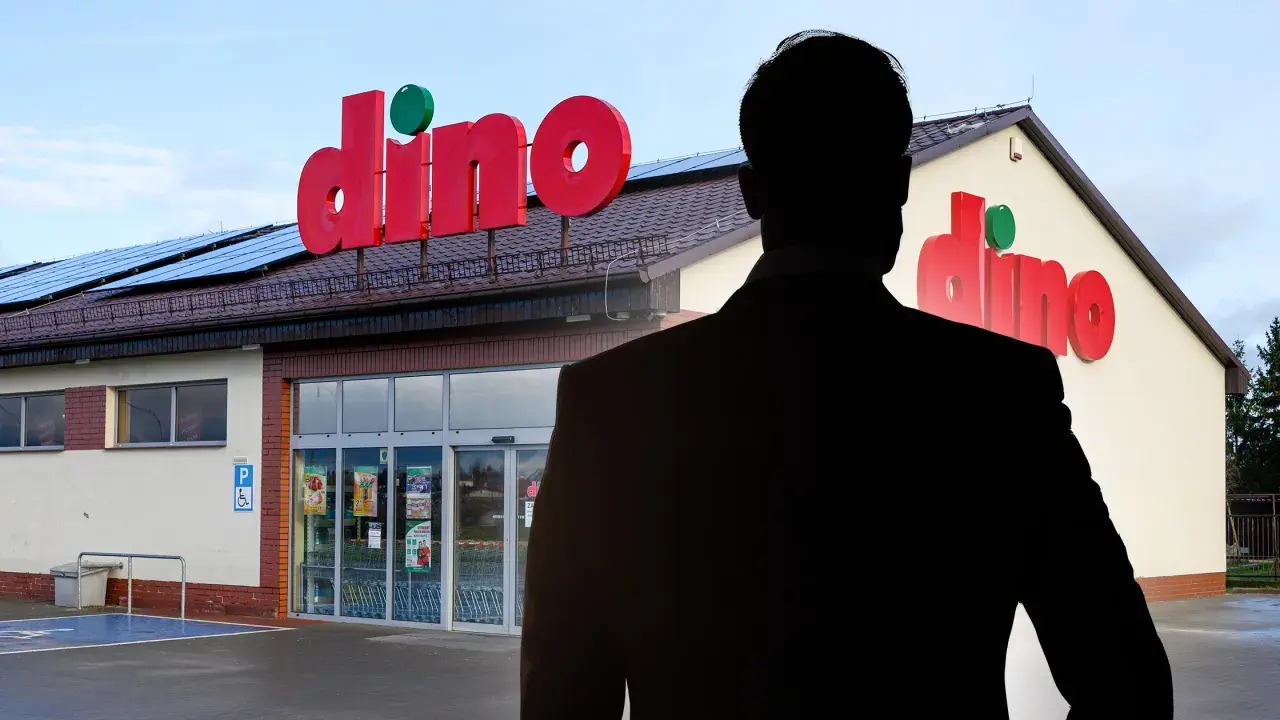 Sylwetka mężczyzny przed sklepem Dino. Czy to właśnie tutaj Tomasz Biernacki gdzie mieszka?