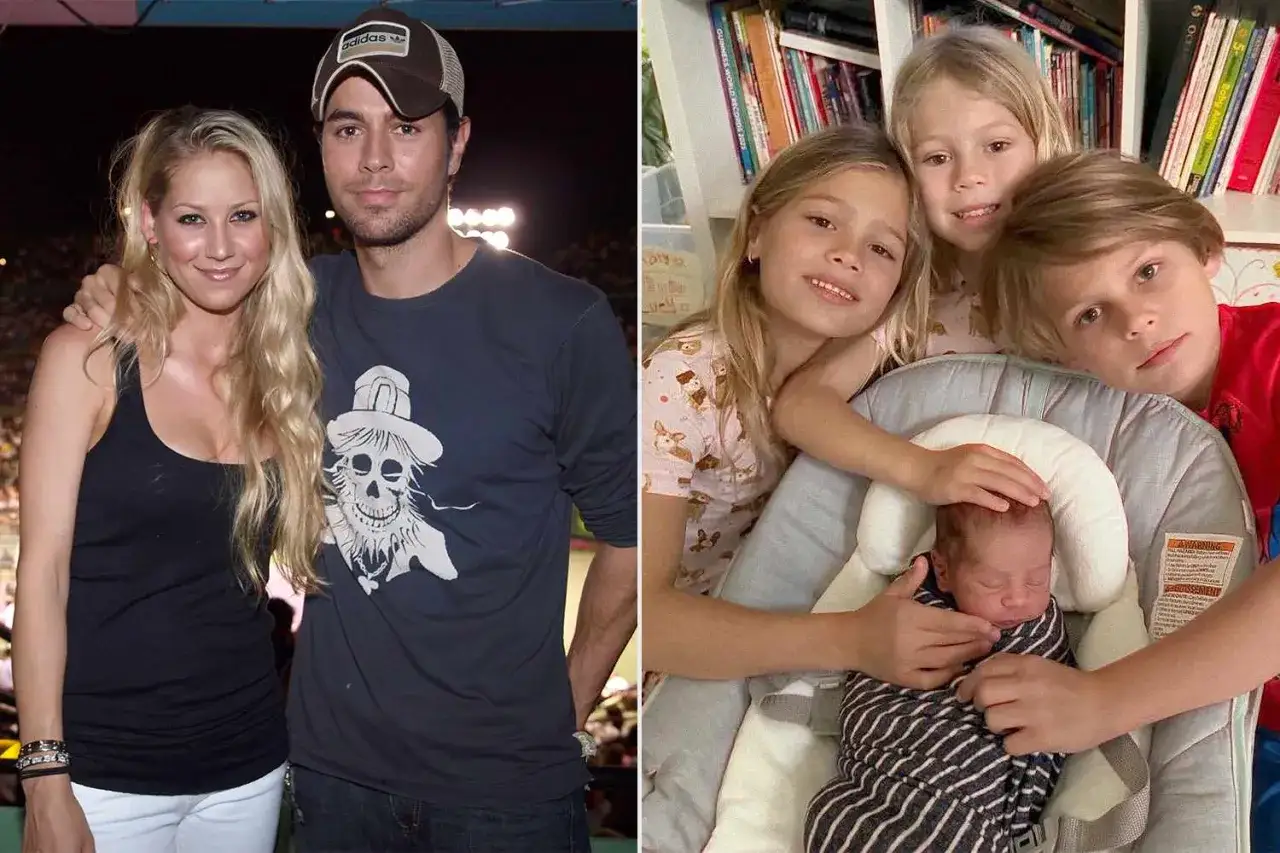 Anna Kournikova i Enrique Iglesias z dziećmi. Na zdjęciu widać parę, a obok ich pociechy, w tym noworodka.