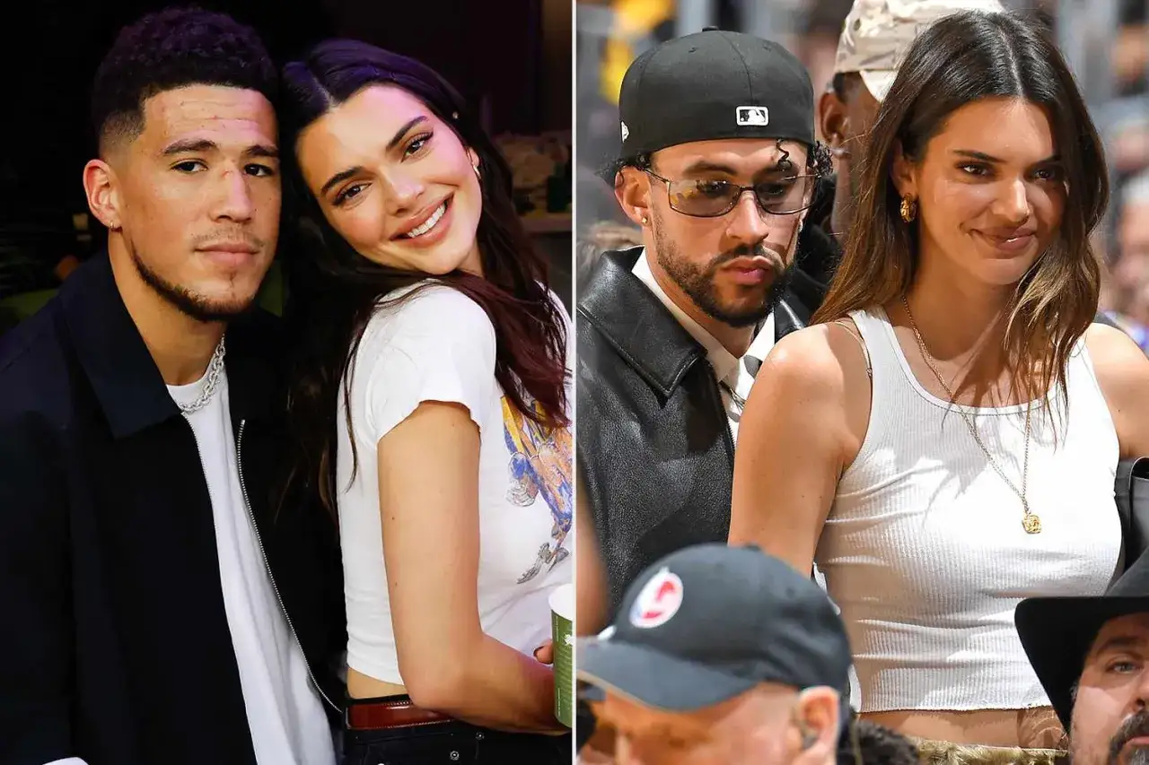 Kendall Jenner z byłym partnerem Devinem Bookerem i obecnym partnerem Bad Bunny.