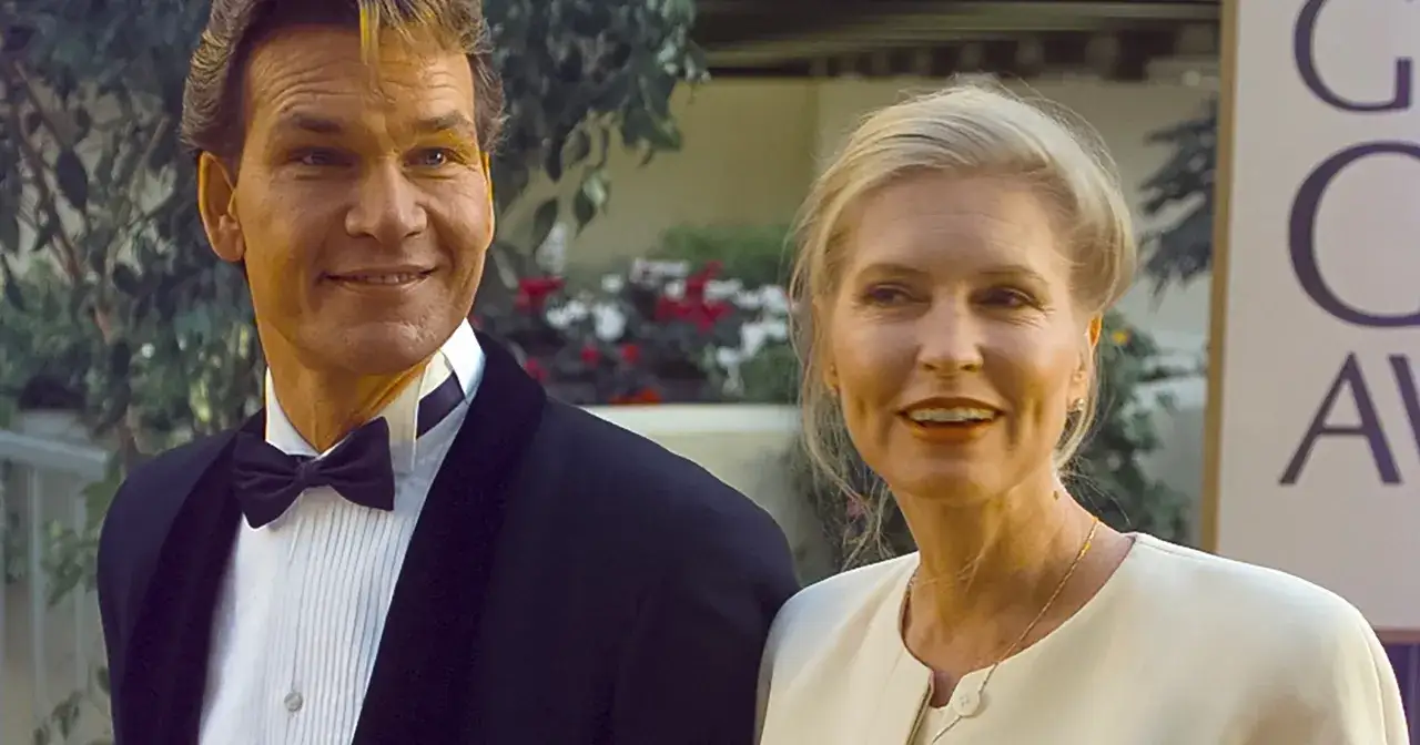 Patrick Swayze z żoną, Lisa Niemi, na gali. Choć Patrick Swayze dzieci nie miał, jego miłość do żony była legendarna.